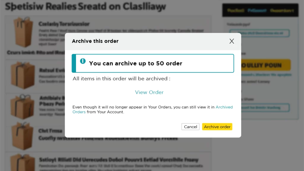 hide orders on Amazon