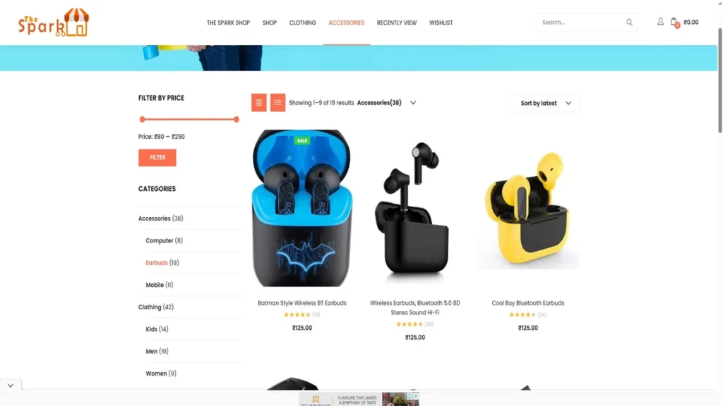 A selection of thespark shop wireless earbuds