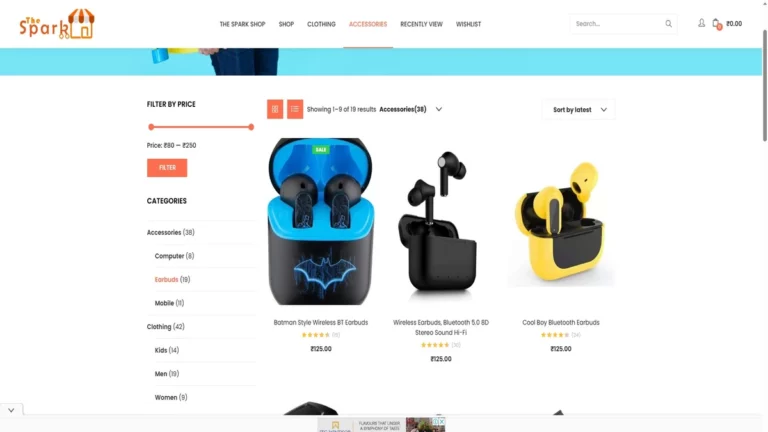 A selection of thespark shop wireless earbuds