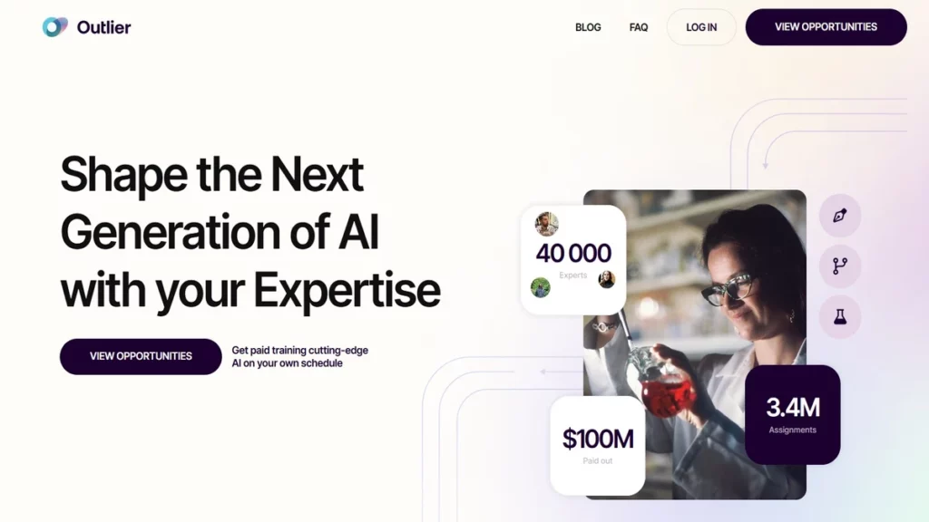 Homepage of outlier ai