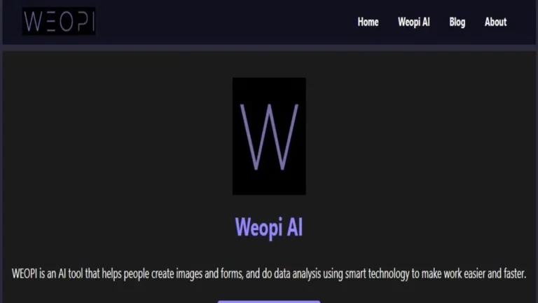 homepage of weopi AI platform with its logo