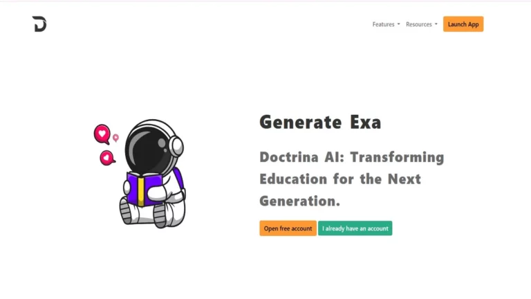 introductory homepage layout of doctrina ai