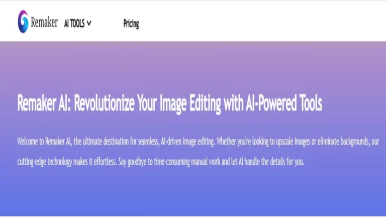 introductory homepage of remaker ai with logo