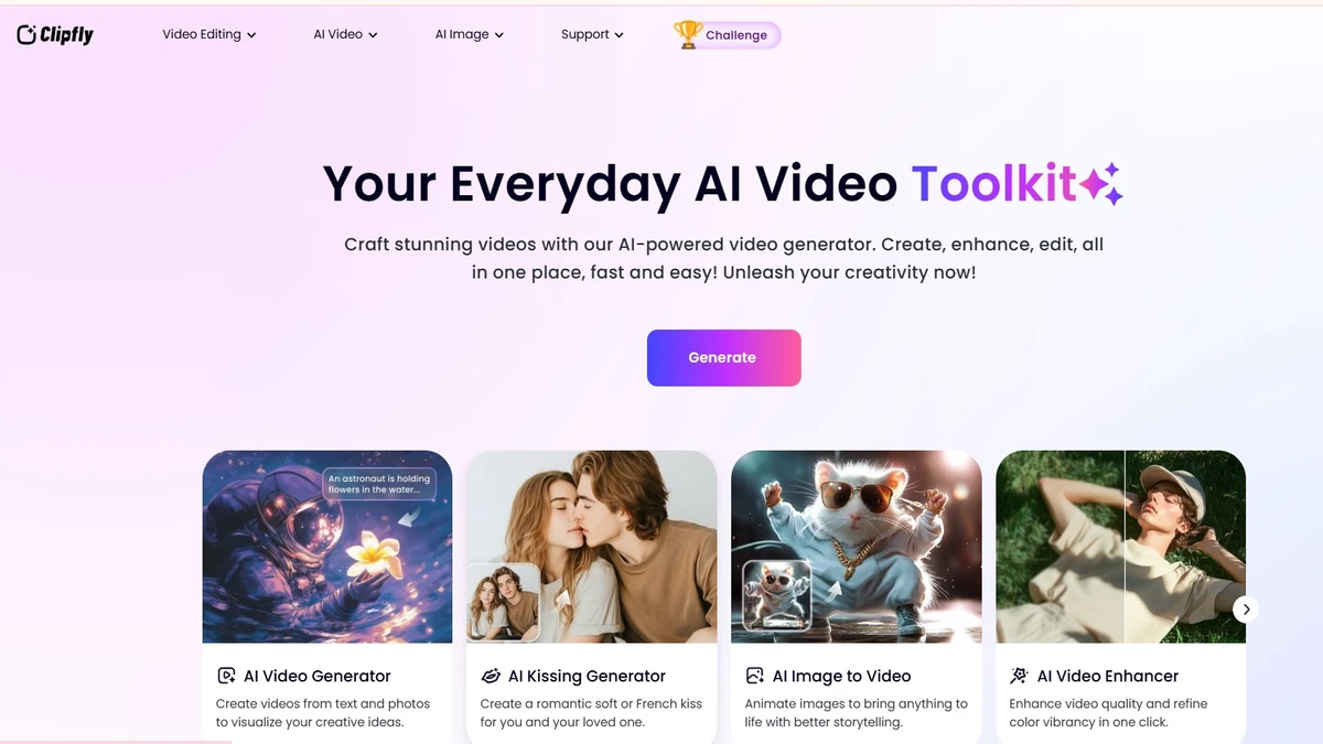 Homepage of clipfly ai