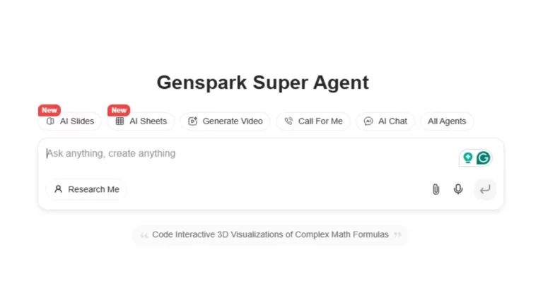 chatbox interface of genspark ai