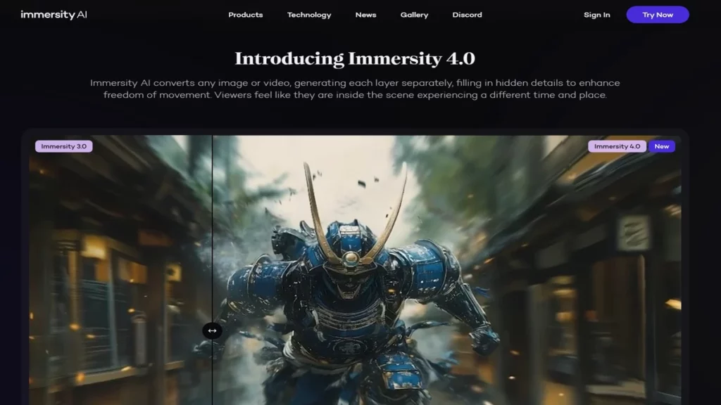 immersity ai homepage and dashboard interface