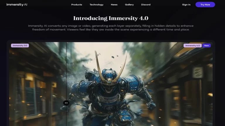immersity ai homepage and dashboard interface
