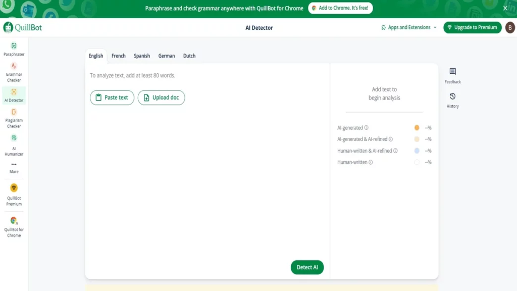 quillbot ai detector homepage