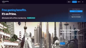 Homepage of amazon prime gaming