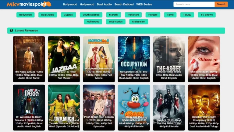 mkvmovies streaming platform homepage