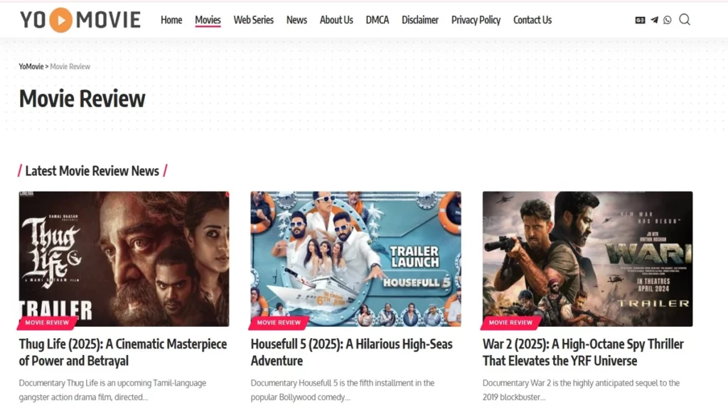 Homepage of yomovies
